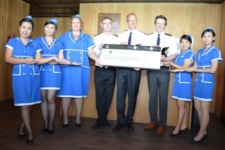 Harald Feurstein (4th right), GM of the Hilton Hotel Pattaya, officially re-launched the popular ‘Dine And Fly with Hilton Pattaya’ incentive. For every 3,000 baht spent at the hotel’s many food outlets such as the Edge, Flare, Shore, Drift and Horizon, including the Eforia Spa, visitors have a chance of winning many valuable prizes including airplane tickets and hotel accommodations.